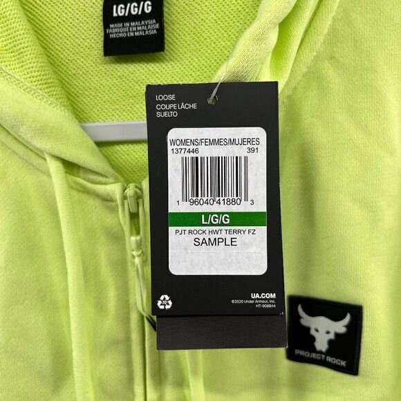 Under Armour Project Rock Heavyweight Terry Full-Zip Hoodie NWT Cropped sz large - Picture 7 of 15